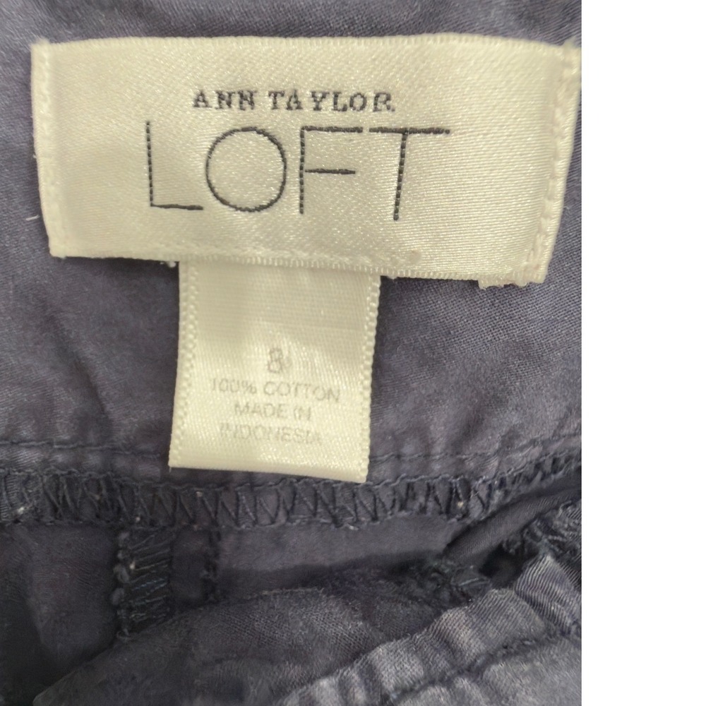 Ann Taylor LOFT Navy Blue Cotton Utility Shorts Button Detail Size 8 - Picture 3 of 6
